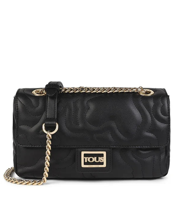 תיק צד TOUS לנשים, עור שחור עם שרשרת זהב, עיצוב יוקרתי, מבית קבוצת אלפא