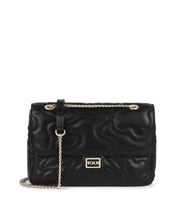 תיק צד שחור לנשים TOUS עם שרשרת זהב, עיצוב יוקרתי מקולקציית מותגי ALPHA