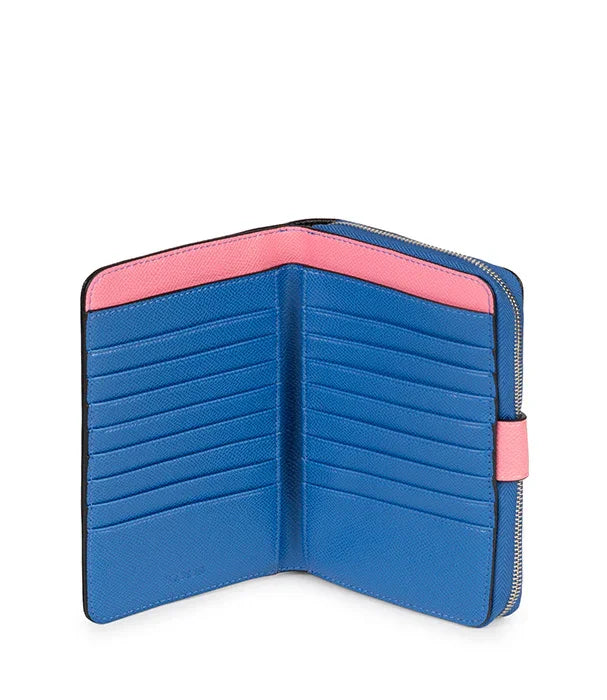 ארנק עור כחול עם תא כרטיסים ורוד, עיצוב יוקרתי מבית CHOZEN
