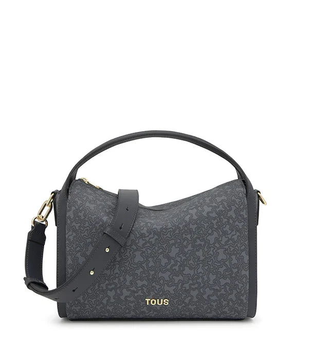 תיק עור אפור לאישה עם דוגמת TOUS, ידית עליונה ורצועה מבית המותגים של קבוצת אלפא