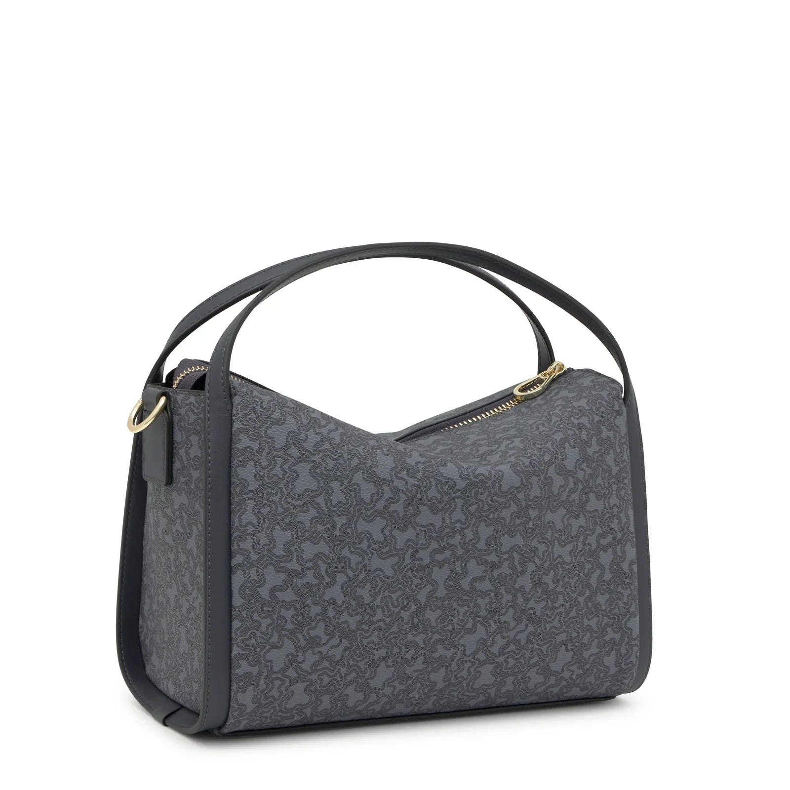 תיק יד מעוצב בצבע אפור כהה עם הדפס גיאומטרי וידית עליונה, אופנת נשים CHOZEN