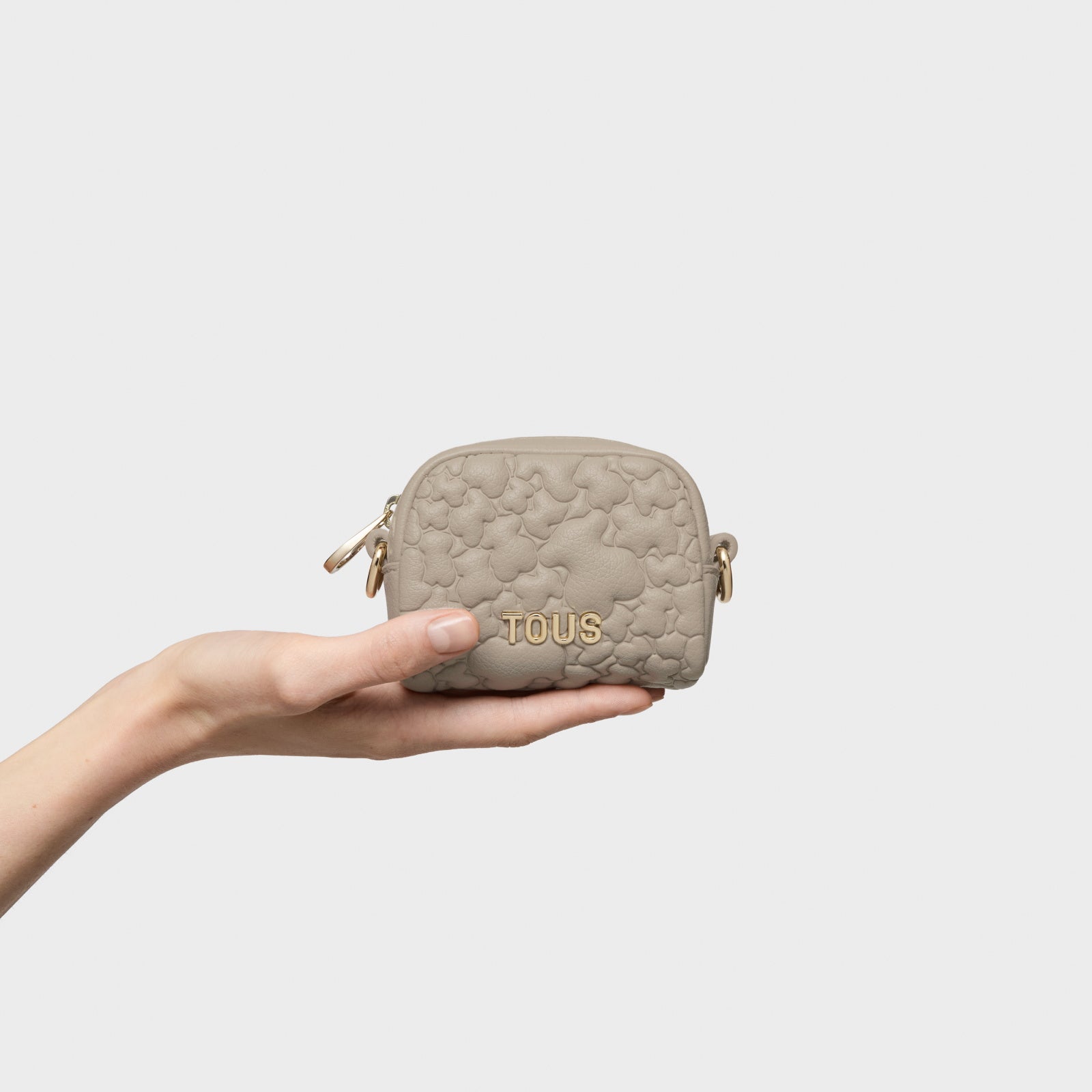 טואוס ארנק מטבעות Puffy Bear בצבע בז'-אפור