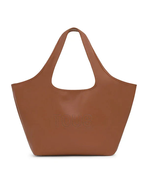 תיק עור חום אופנתי של TOUS קבוצת אלפא, דגם קלאסי עם לוגו בחזית