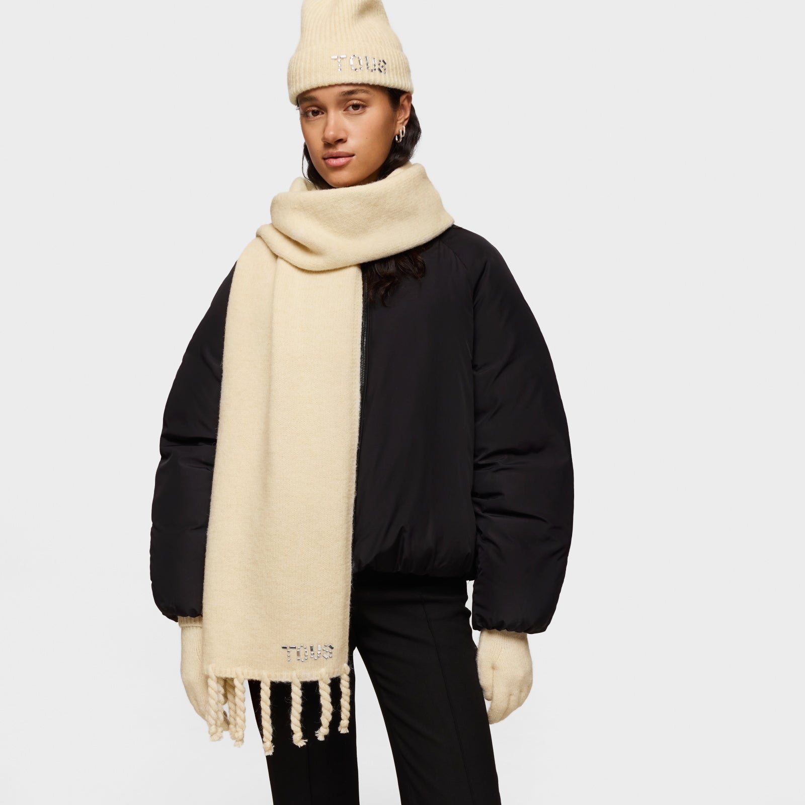 טואוס כובע צמר Crystal בצבע בז'