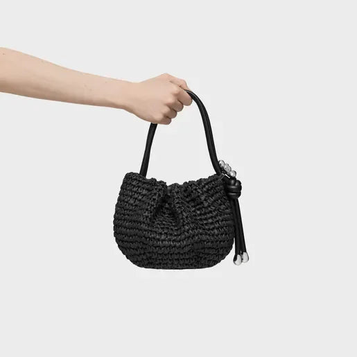 תיק יד קש שחור מעוצב, אופנה CHOZEN, מותגים מובילים, רקע לבן