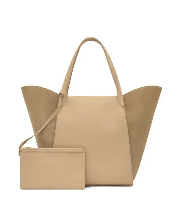 תיק יד אופנתי בצבע בז' עם תיק קטן, מבית CHOZEN, ייבוא קבוצת אלפא