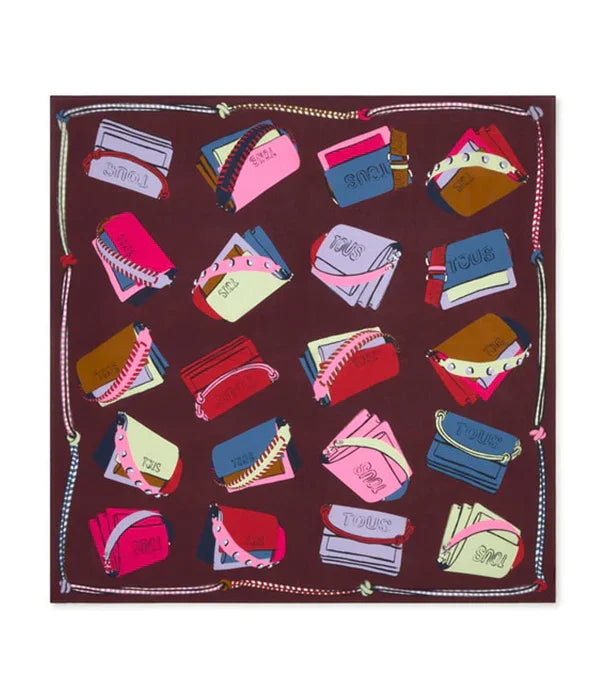 צעיף משובץ ארנקים צבעוניים על רקע בורדו, מותג מוביל מקבוצת אלפא בחנות CHOZEN
