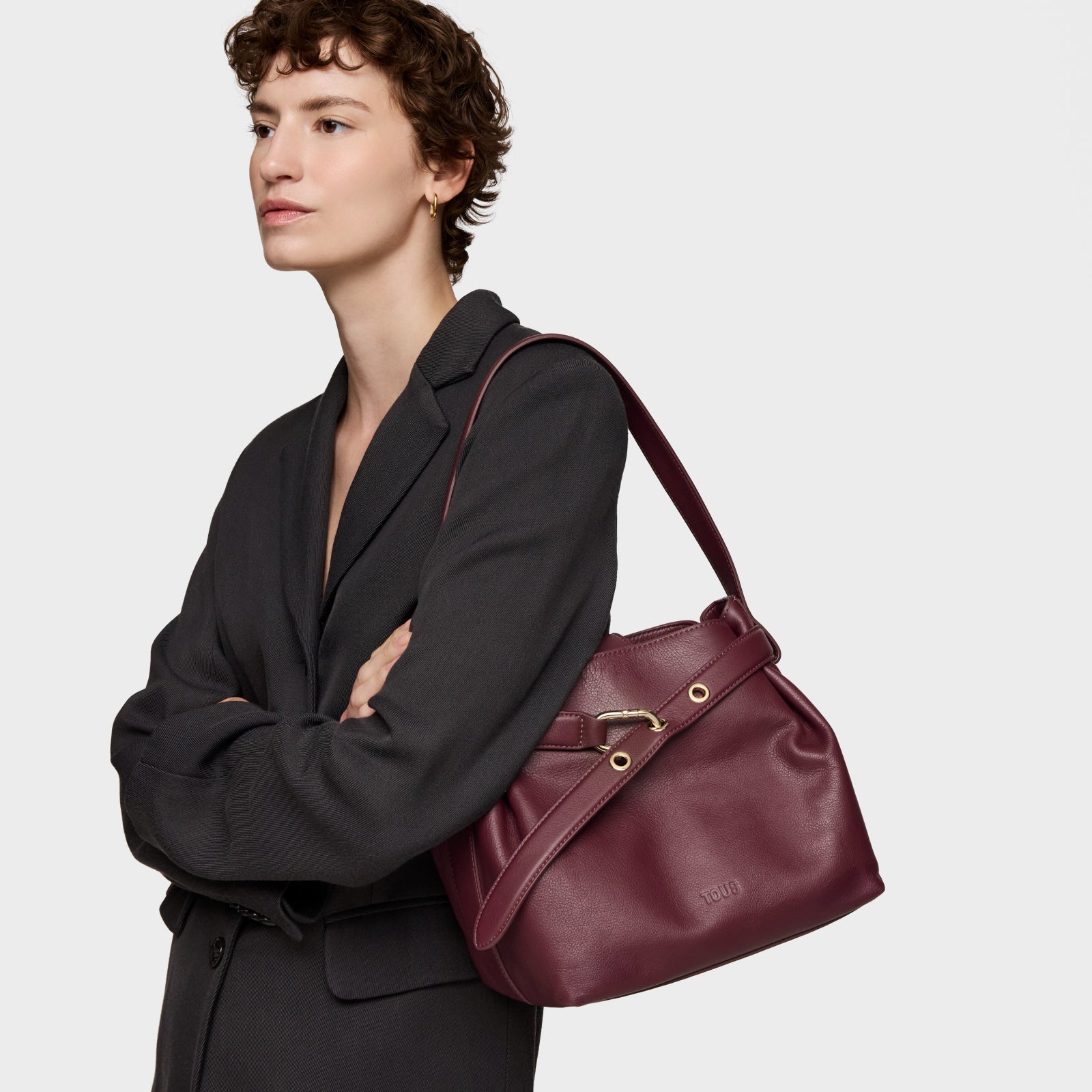 טואוס תיק צד בורדו HOLD עשוי מעור