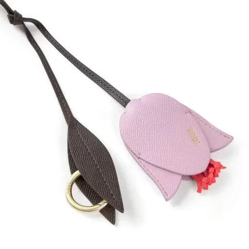 מחזיק מפתחות עור בצורת פרח בצבע סגול ולולאת מתכת, מבית CHOZEN מותגים מובילים