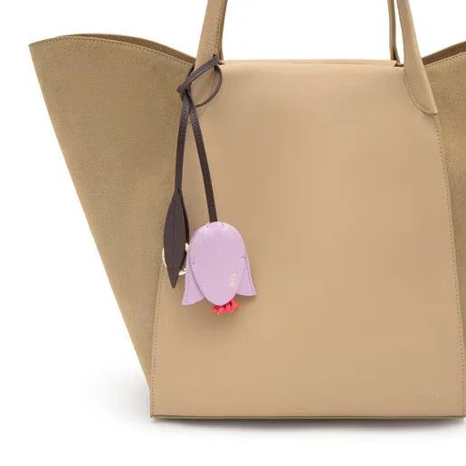 תיק יד אופנתי בצבע בז', קישוט תלוי סגול, מותגים מובילים CHOZEN