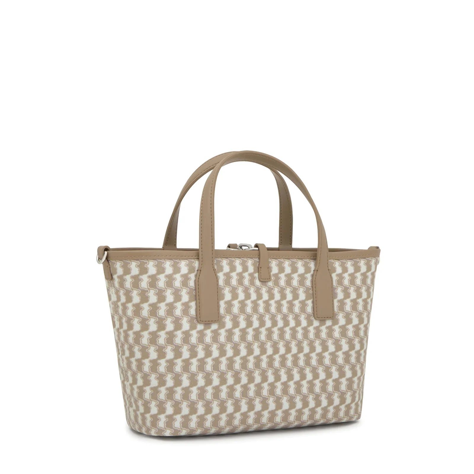 תיק יד אופנתי בז' עם דוגמת זיגזג, מבית המותגים של קבוצת אלפא ב-CHOZEN