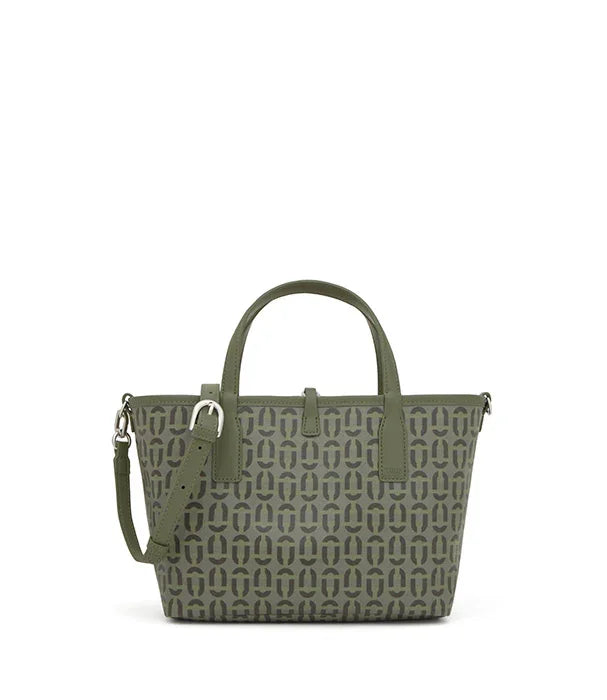 תיק יד ירוק עם הדפס גיאומטרי וידית נשיאה, מבית מותג CHOZEN