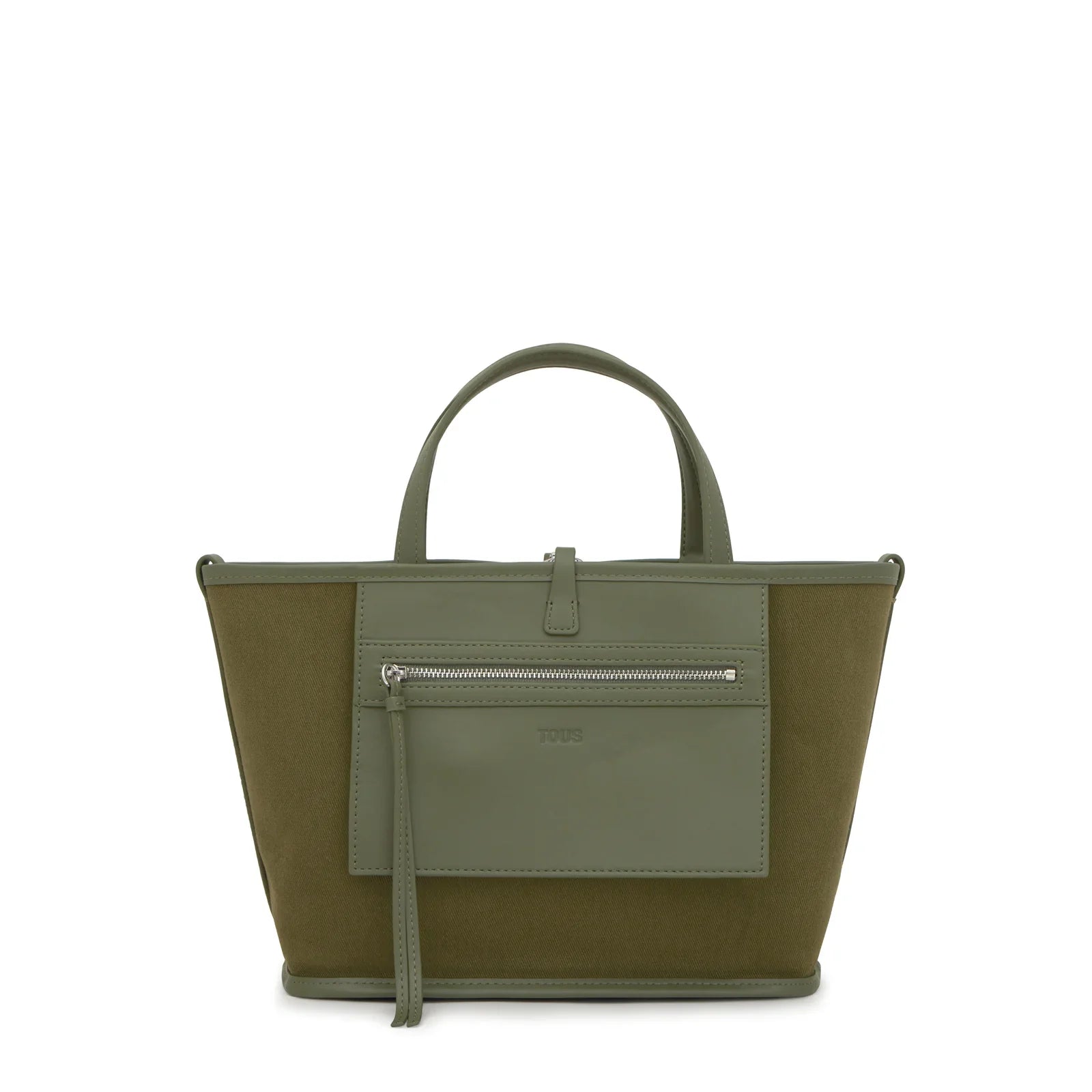 תיק יד מעור ובד בצבע זית עם רוכסן קדמי, מותג TOUS, למכירה ב-CHOZEN