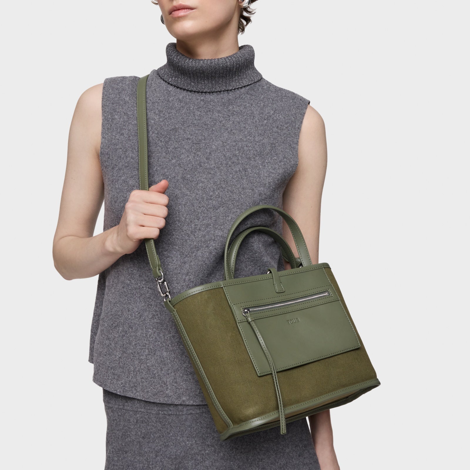 טואוס תיק יד Manifesto Double Way בצבע חאקי