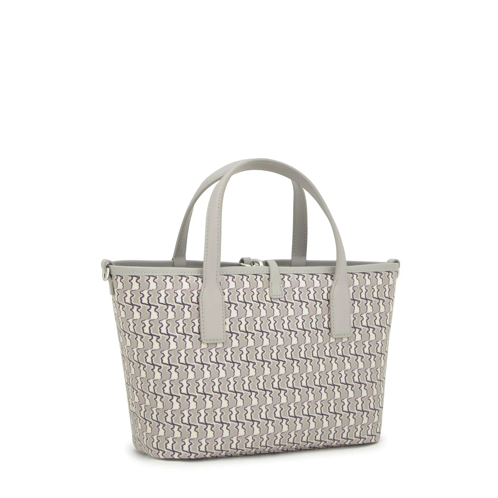 תיק יד לנשים עם הדפס גיאומטרי אפור ולבן, עיצוב אופנתי בחנות CHOZEN