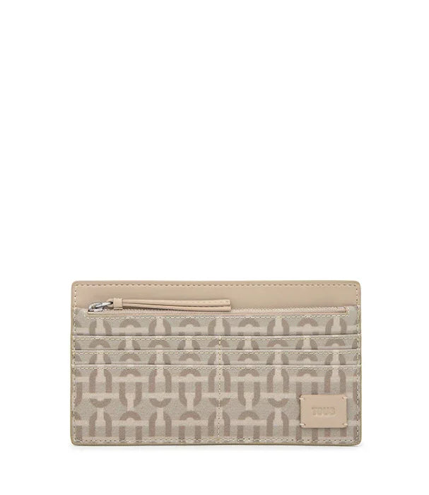 ארנק כרטיסים מעוצב בגוון בז' עם רוכסן ולוגו TOUS, מוצר יוקרה מקבוצת אלפא CHOZEN