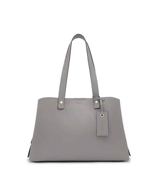 תיק יד אפור אלגנטי לנשים מבית CHOZEN, עיצוב מודרני עם רצועות כפולות ומותג מוביל