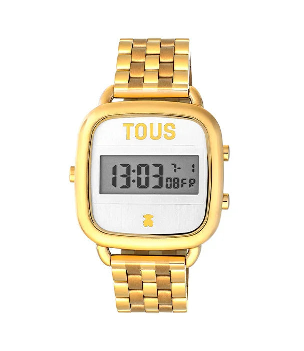 שעון דיגיטלי מוזהב TOUS עם רצועת מתכת קלאסית, עיצוב יוקרתי, מותג בינלאומי CHOZEN