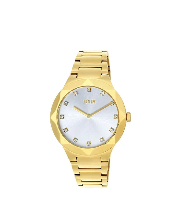שעון יד זהב יוקרתי TOUS, לוח כסוף עם סימוני יהלומים, מותג עולמי מבית קבוצת אלפא