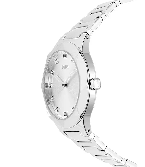שעון יד כסף יוקרתי לנשים של TOUS עם רצועת מתכת, עיצוב מודרני, מבית קבוצת אלפא