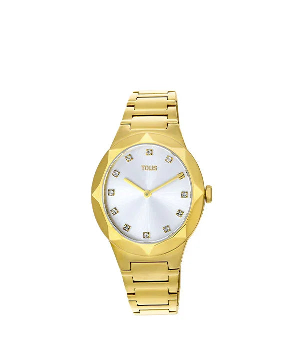 שעון יד זהב יוקרתי TOUS עם לוח כסוף ועיטורי יהלומים, בחנות המותגים CHOZEN