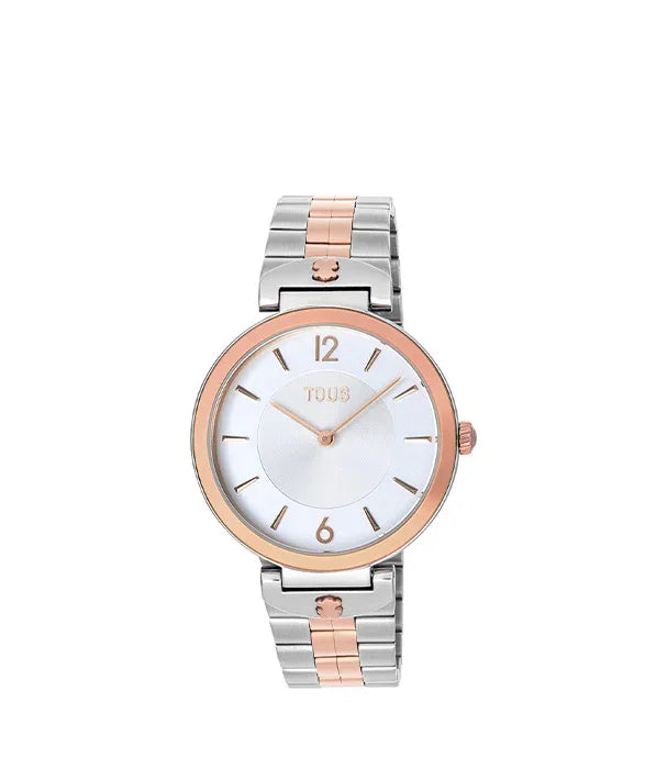 שעון יד יוקרתי לנשים TOUS בצבעי כסף וזהב ורד, עיצוב מודרני ממשפחת המותגים המובילים ב-CHOZEN