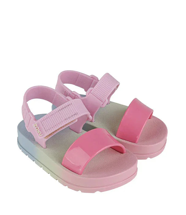 סנדלי ילדים ורודות בעיצוב טרנדי של CHOZEN, רצועות סקוץ', סוליה צבעונית, מוצר קבוצת אלפא