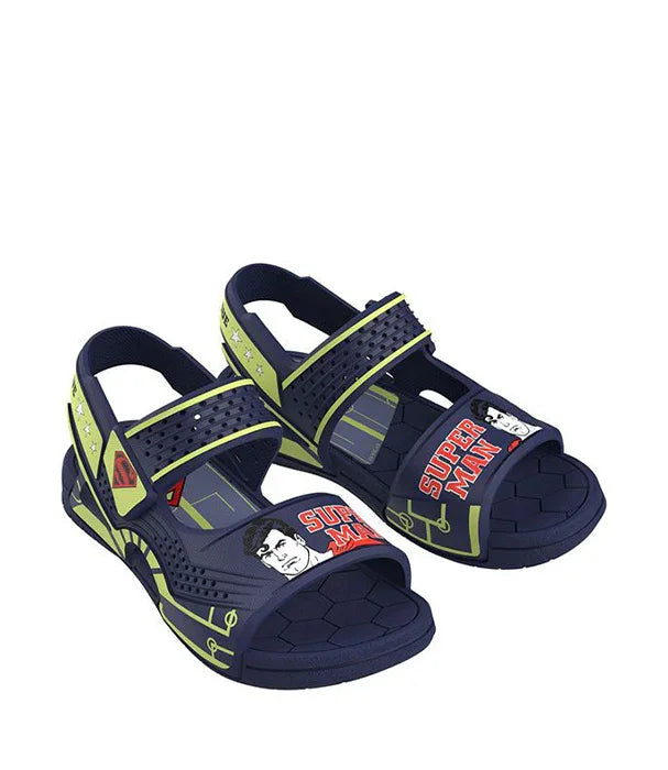 סנדלים כחולים לילדים עם דמות וסמל סופרמן, עיצוב גיבורי על, קיץ CHOZEN