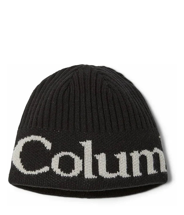 כובע גרב שחור של קולומביה, סרוג, עם לוגו מותג בולט, מבית קבוצת אלפא