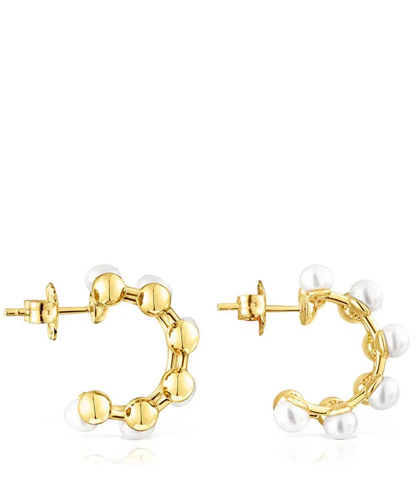 עגילי חישוק זהב עם פנינים, עיצוב יוקרתי, מתוך מותגי CHOZEN ביבוא קבוצת אלפא