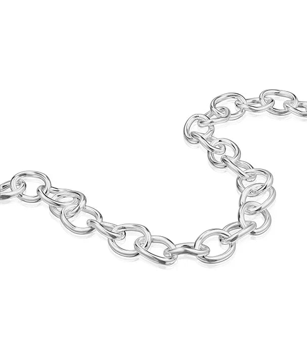 שרשרת כסף אופנתית לנשים, חוליות עגולות, מבית CHOZEN, רקע לבן