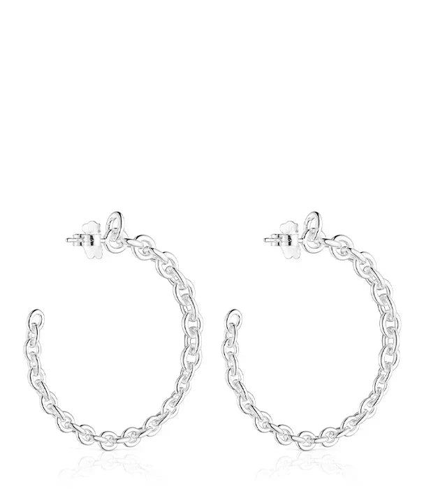 עגילי חישוק כסף בעיצוב שרשרת מבית CHOZEN, תכשיטים אופנתיים לנשים