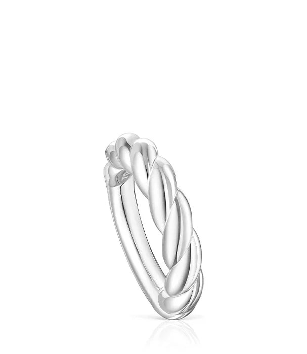 טבעת כסף בעיצוב שזור, תכשיט יוקרתי מבית CHOZEN לקבוצת אלפא