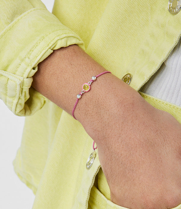 טואוס צמיד Vibrant colors חוט ורוד עם קלצדוני ואמייל