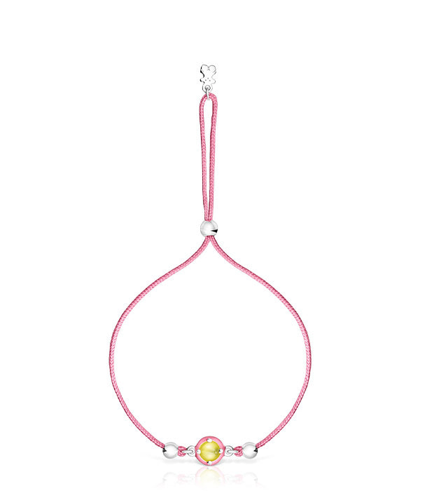 טואוס צמיד Vibrant colors חוט ורוד עם קלצדוני ואמייל