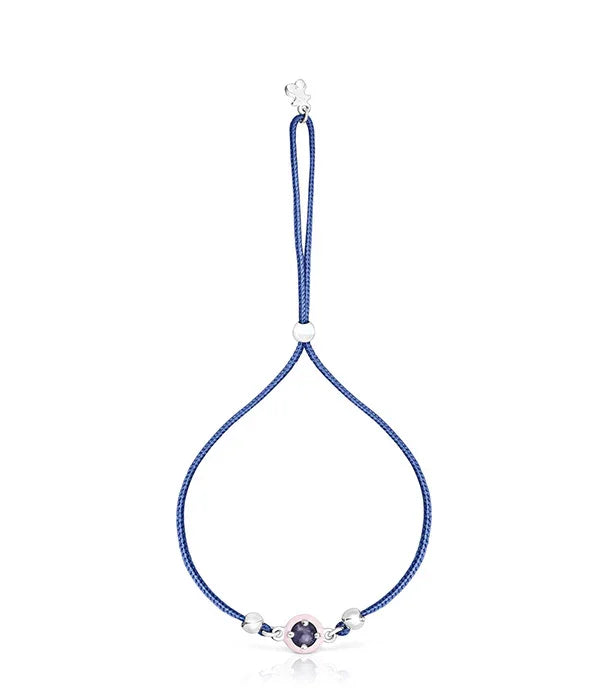 צמיד חוט כחול עם אבן סגולה ועיטורי כסף מבית CHOZEN, תכשיט אופנתי יוקרתי