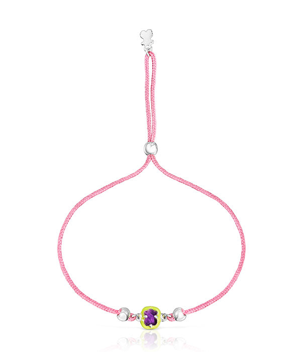 טואוס צמיד Vibrant Colors חוט ורוד עם אמטיסט ואמייל