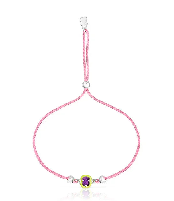 צמיד חוט ורוד עם תליון דובי בצבע סגול וכסף, עיצוב אופנתי CHOZEN