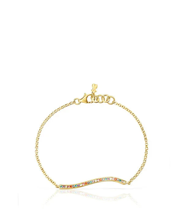 צמיד זהב עדין עם זרקונים צבעוניים, תכשיט אופנה יוקרתי מבית CHOZEN