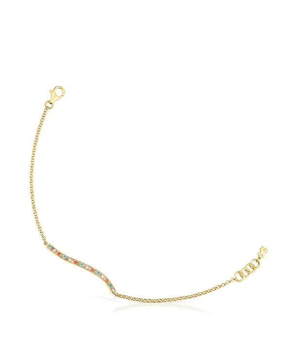 צמיד זהב עדין עם שיבוץ אבנים צבעוניות מבית CHOZEN, צילום על רקע לבן