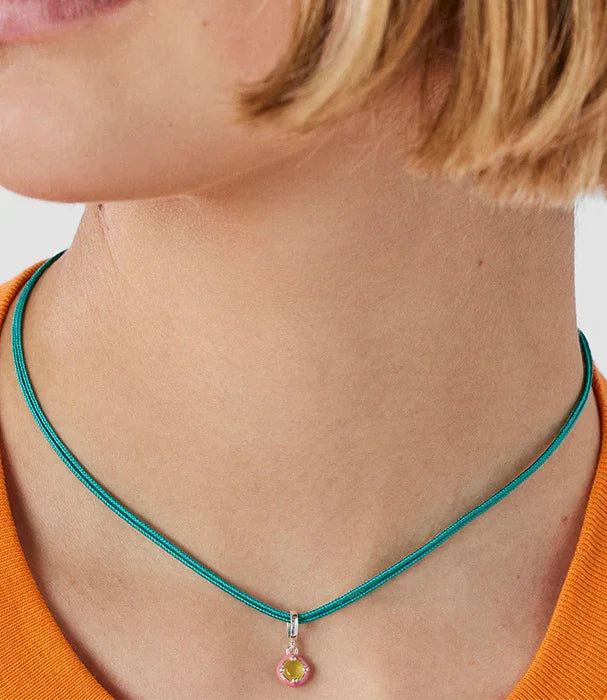 שרשרת כחולה קצרה עם תליון אבן עגולה, אופנה טרנדית CHOZEN