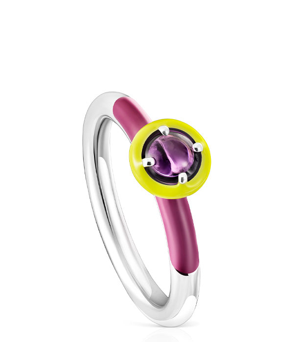 טואוס טבעת Vibrant colors כסף עם אמטיסט ואמייל