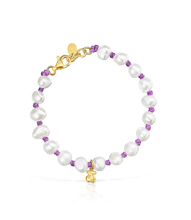 צמיד TOUS Joy Bits מוורמיל כסף ופנינים בשילוב חרוז לילך, תכשיט מבית CHOZEN