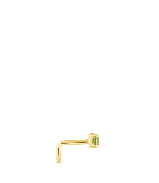 עגיל זהב עם אבן ירוקה בעיצוב מודרני, תכשיטים מבית קבוצת אלפא CHOZEN