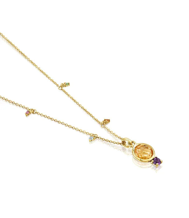 שרשרת זהב CHOZEN עם תליון אבן חן עגולה ופרטי צבע, תכשיטים יוקרתיים של קבוצת אלפא