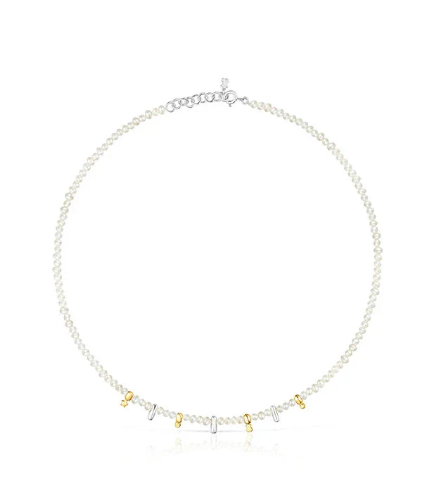 שרשרת פנינים עדינה עם תליון זהב וכסף, תכשיט יוקרתי מבית CHOZEN