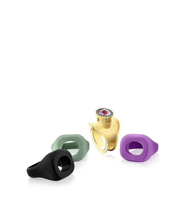 סט טבעות צבעוניות בעיצוב מודרני עם טבעת זהב וקריסטל, CHOZEN, מבית קבוצת אלפא
