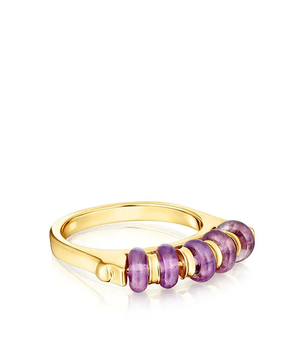 טבעת זהב עם טבעות אמטיסט סגולות, עיצוב ייחודי של CHOZEN, קולקציית תכשיטים יוקרתיים