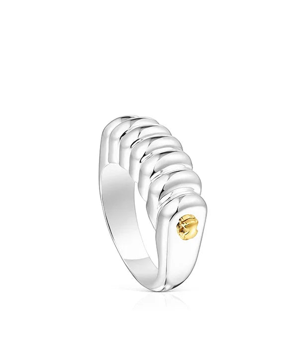 טבעת כסף מעוצבת עם דיטייל זהב ייחודי, תכשיט יוקרה מחנות CHOZEN