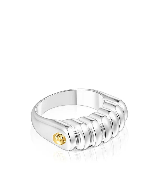 טבעת כסף מעוצבת עם אלמנט זהב, תכשיטי CHOZEN, מותגים מהמובילים בעולם